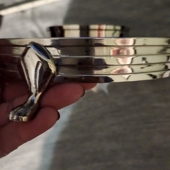 Silver Pillar/Taper Candle Holder Potpourri, Sand, Pebbles, Footed 8" x 3" Heavy - Picture 12 of 12